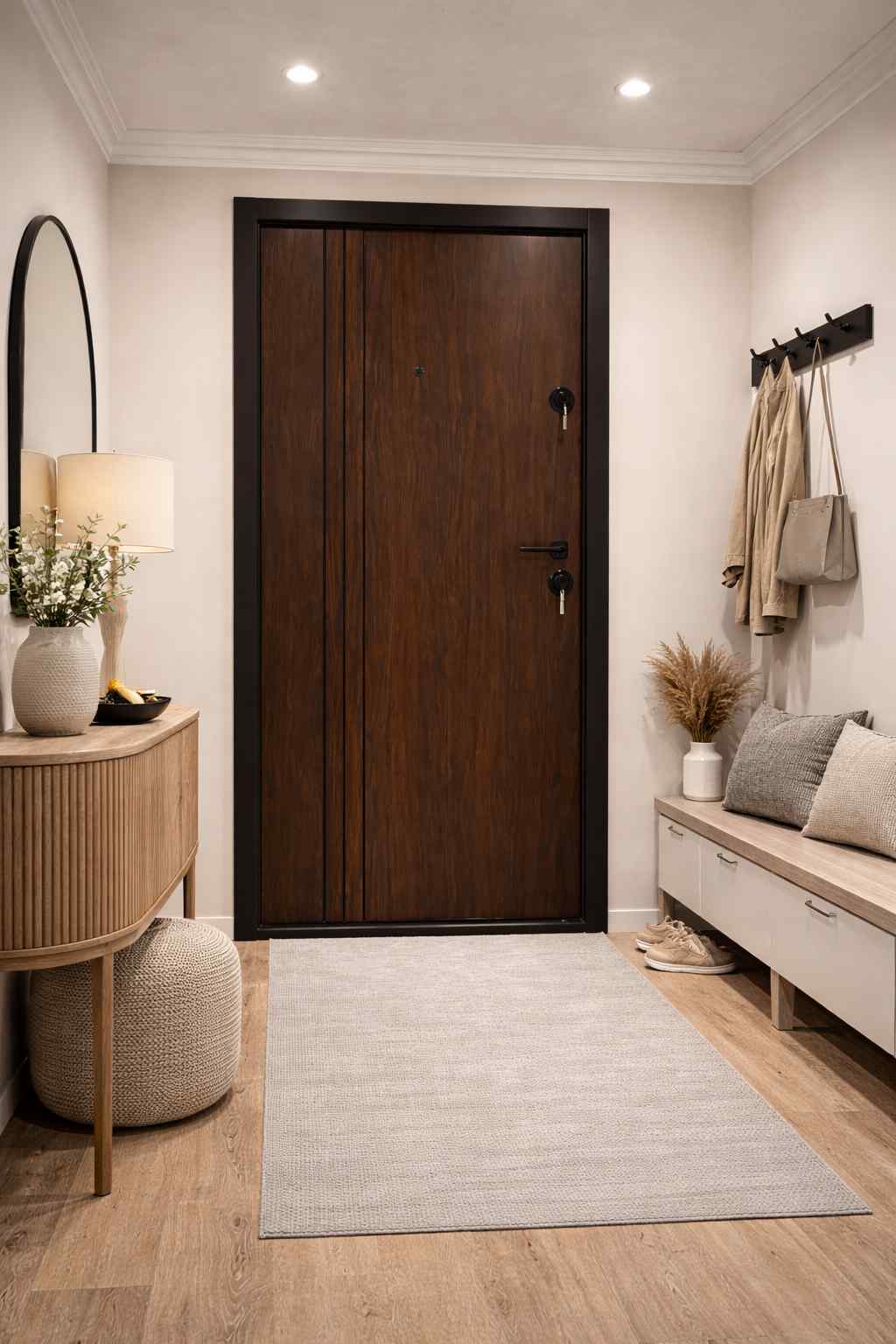 Sigurnosna vrata u boji – Antracit, grafit, drvo-dekor tonovi za hodnik stana + galerija
